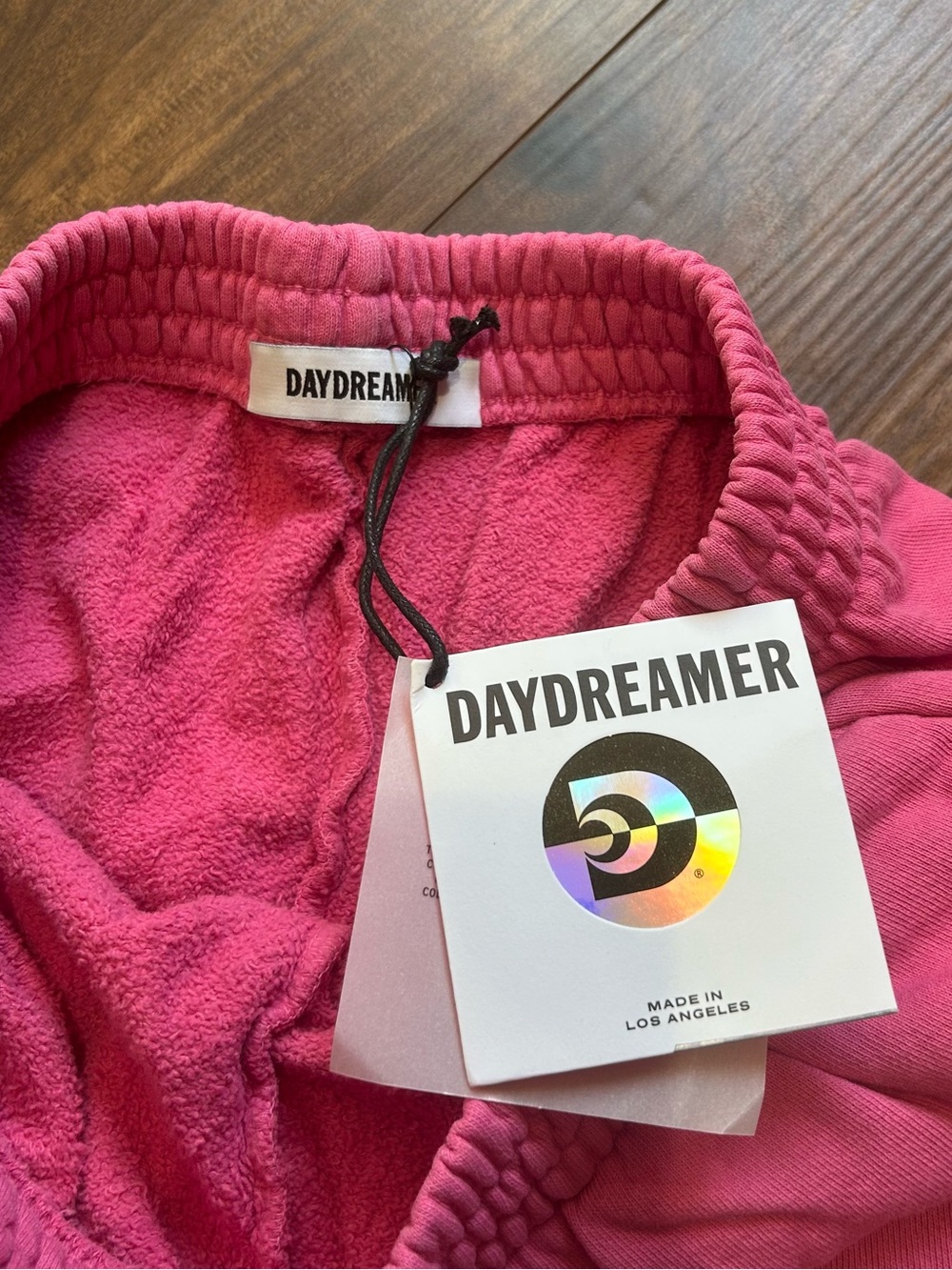 Daydreamer Pink Cotton Sweat Shorts - Elastic Waistband and Embroidered Logo - Picture 4 of 6